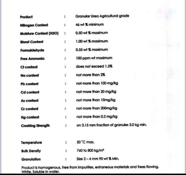 Pure Urea Nitrogen Fertilizer 46-0-0 Granular - Image 4